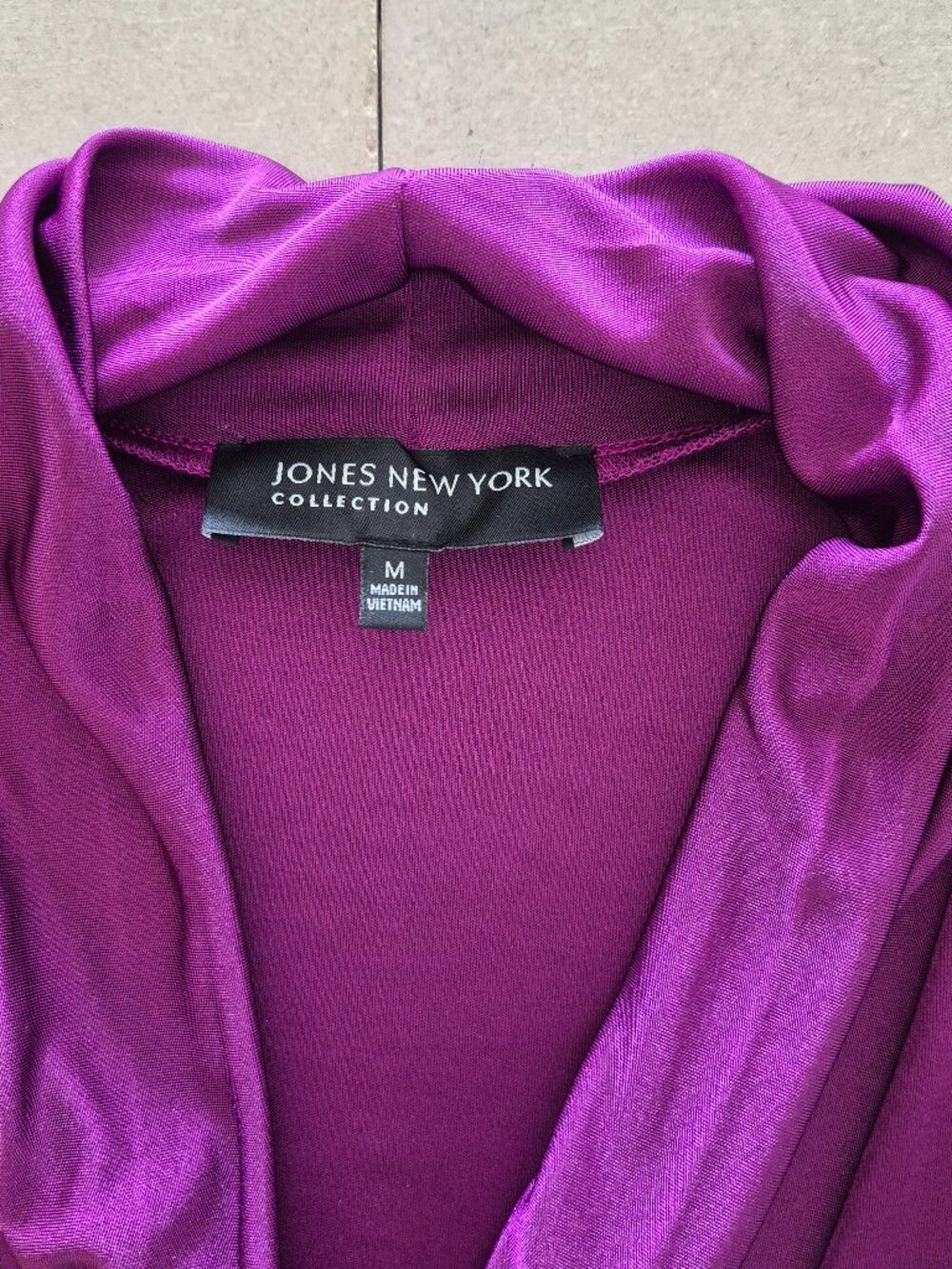 Jones New York Sleeveless Blouse Womens M Purple Draped Cowl Neck Career Top - Picture 7 of 8